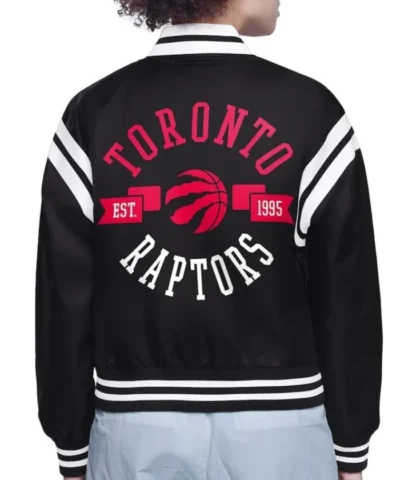 Printed Logo Toronto Raptors Varsity Full-Snap Satin Jacket