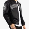 Buy Pro Brooklyn Nets Full-Snap Bomber Satin Black Jacket