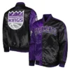 Starter PurpleBlack Sacramento Kings Fast Break Varsity Full-Snap Satin Jacket