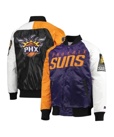 PurpleOrangeWhite Phoenix Suns Tricolor Remix Satin Full-Snap Jacket