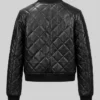 Quilted Biker Bomber Black Leather Jacket For Womens
