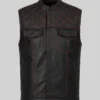 Quilted Two Tone Leather Vest For Mens