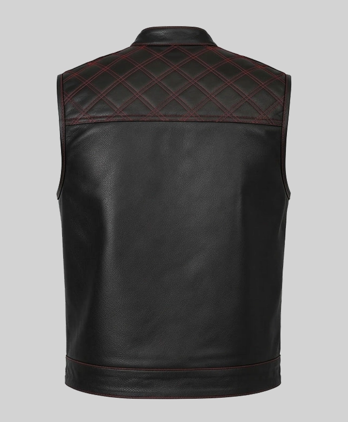 Quilted Two Tone Leather Vest Mens