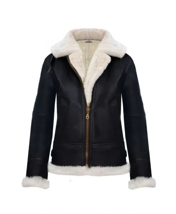 Shop RAF Womens Sheepskin Hooded Leather Jacket