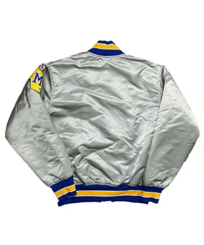 Rare Baseball Milwaukee Brewers Grey Full-Snap Satin Jacket