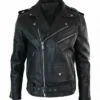 Real Leather Black Biker Motorcycle Jacket For Mens