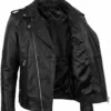 Real Leather Black Motorcycle Biker Jacket For Mens