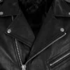 Real Leather Black Motorcycle Biker Jacket For Mens Detailed Collar