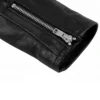 Real Leather Black Motorcycle Biker Jacket For Mens Detaileds Cuffs