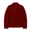 Red Cotton Jacket With Shirt Collar For Mens
