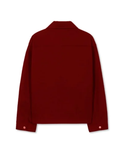 Red Cotton Jacket With Shirt Collar