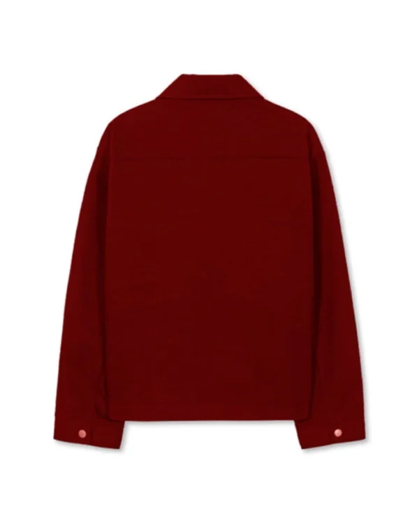 Red Cotton Jacket With Shirt Collar