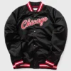 Chicago Bulls Red and White Logo Heavyweight Full-Snap Satin Jacket
