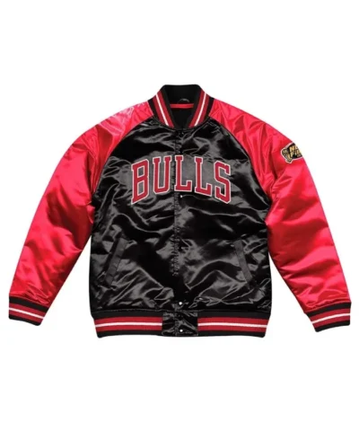 Chicago Bulls Chaqueta Hombre Tough Season Satin Red and Black Jacket