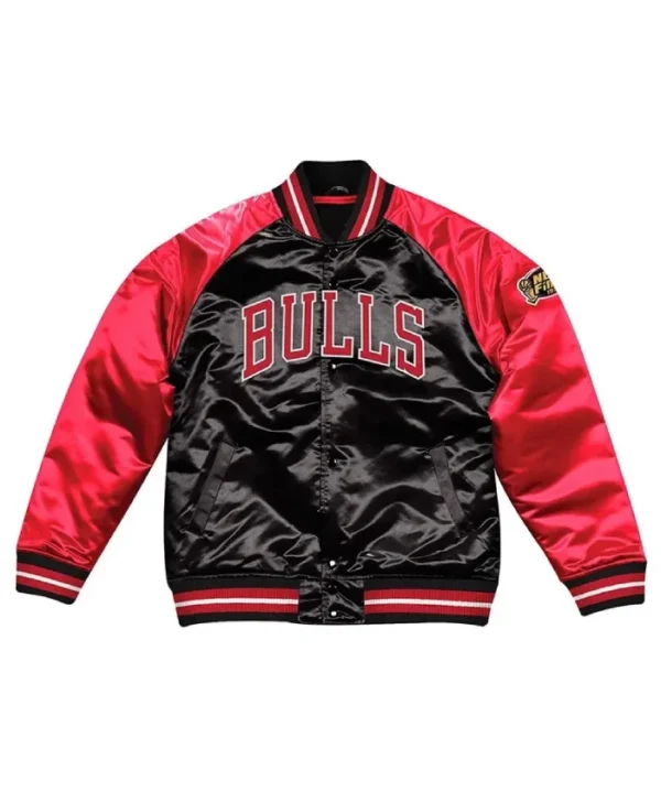 Chicago Bulls Chaqueta Hombre Tough Season Satin Red and Black Jacket