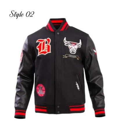 Shop RedBlack Chicago Bulls Prep Full-Zip WoolLeather Varsity Jacket