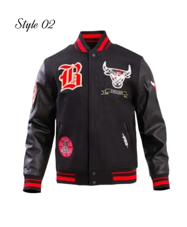 Shop RedBlack Chicago Bulls Prep Full-Zip WoolLeather Varsity Jacket