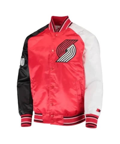 Portland Trail Blazers Reliever Satin Full-Snap Red White Black Jacket
