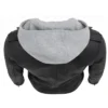 Removable Hood Black Biker Leather Jacket For Womens Top View