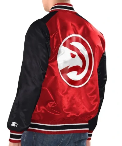 Atlanta Hawks Renegade RedBlack Satin Varsity Jacket