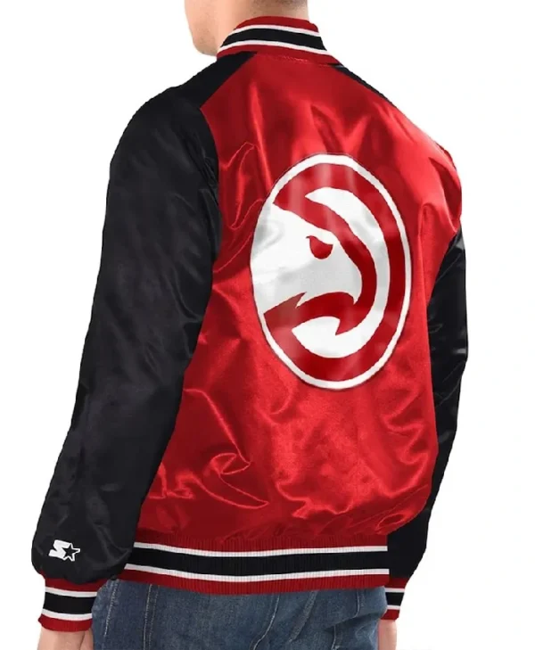 Atlanta Hawks Renegade RedBlack Satin Varsity Jacket