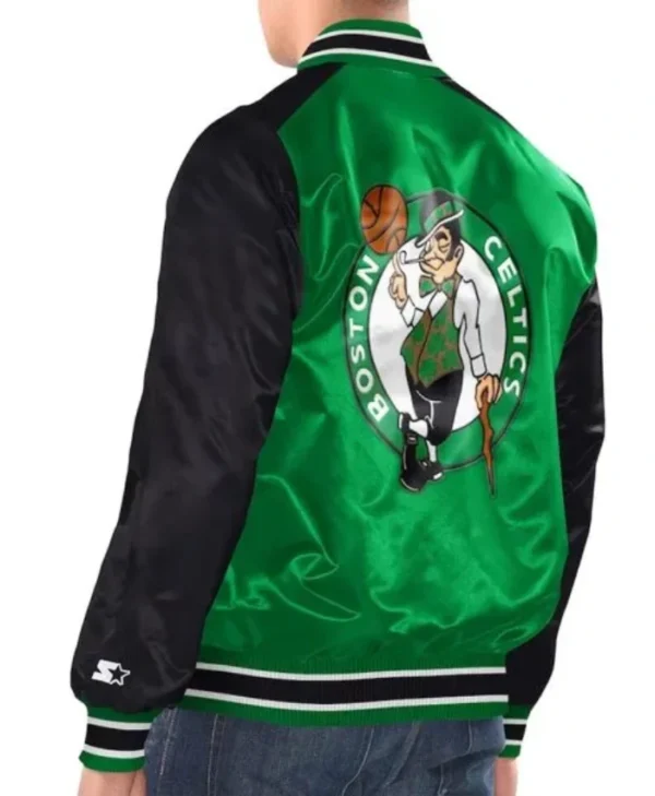 Boston Celtics Renegade Kelly GreenBlack Varsity Satin Jacket