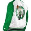 Boston Celtics Renegade WhiteKelly Green Satin Varsity Jacket