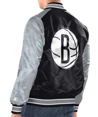 Shop Brooklyn Nets Renegade Satin Varsity Jacket