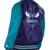 Charlotte Hornets Renegade PurpleTeal Varsity Satin Jacket