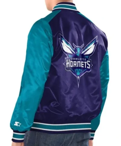 Charlotte Hornets Renegade PurpleTeal Varsity Satin Jacket