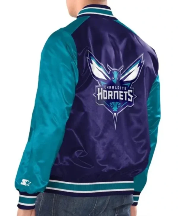 Charlotte Hornets Renegade PurpleTeal Varsity Satin Jacket