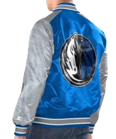 Dallas Mavericks Renegade BlueSilver Varsity Satin Jacket