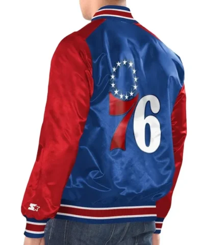 Philadelphia 76ers RoyalRed Renegade Satin Jacket