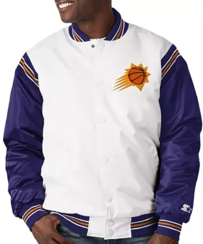 Renegade Phoenix Suns White and Purple Full-Snap Satin Jacket
