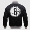 Brooklyn Nets Retro Classic Rib Satin Black Jacket