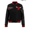 Chicago Bulls Retro Classic Rib Varsity WoolLeather EggshellBlack Jacket