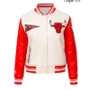 Chicago Bulls Retro Classic Rib WoolLeather EggshellBlack Jacket