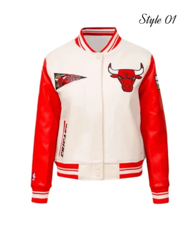 Chicago Bulls Retro Classic Rib WoolLeather EggshellBlack Jacket