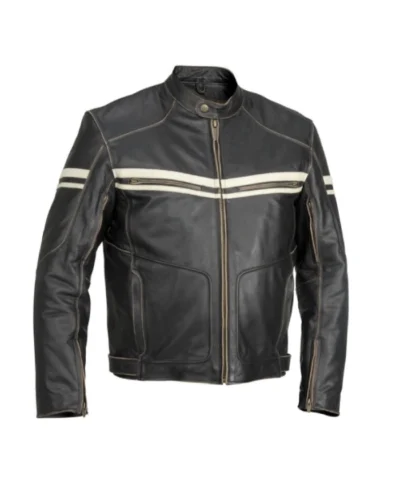 Buy this River Road Hoodlum Black Biker Vintage Leather Jacket