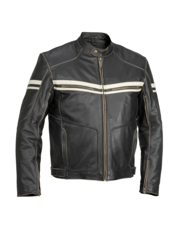 Buy this River Road Hoodlum Black Biker Vintage Leather Jacket