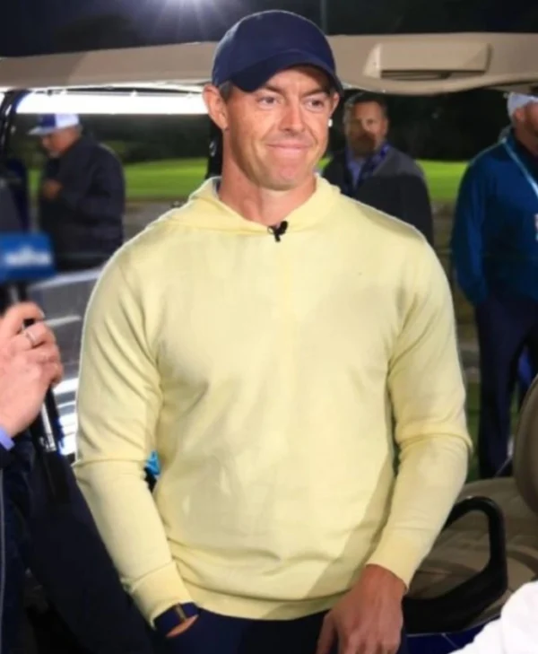 Shop Rory McIlroy Golf Hoodie in Yellow