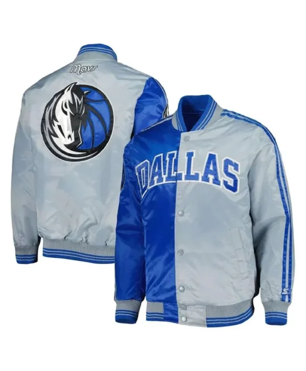 RoyalGray Dallas Mavericks Fast Break Full-Snap Varsity Satin Jacket