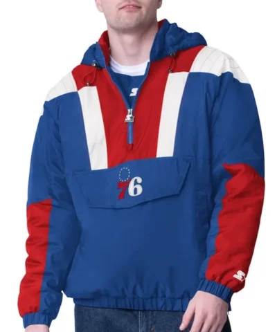 Philadelphia 76ers Charger Pullover Half-Zip RoyalRed Jacket