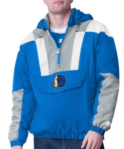 Dallas Mavericks Charger Half-Zip Pullover RoyalSilver Jacket