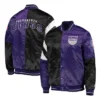 Sacramento Kings 75th Anniversary Leader PurpleBlack Color Block Full-Snap Satin Jacket