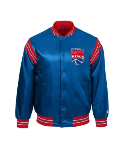 90’s Sacramento Kings Full-Snap Satin Blue Jacket