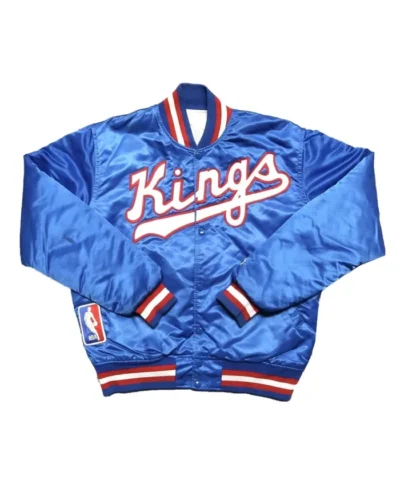 90’s Sacramento Kings Full-Snap Satin Royal Jacket