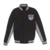 Sacramento Kings Accent Black Full-Snap Varsity Wool Jacket