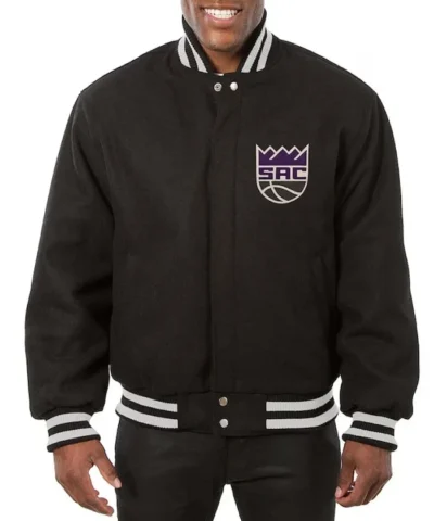 Sacramento Kings Black Varsity Full-Snap Wool Jacket
