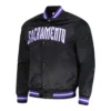 Sacramento Kings Satin Full-Snap Black Jacket